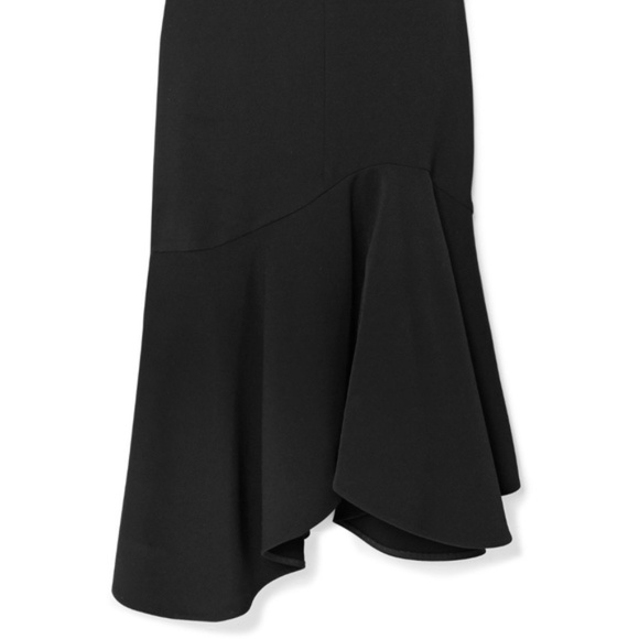 NWT - HALSTON Black Strapless Crepe Midi Flounce Dress - 0 - Picture 4 of 15